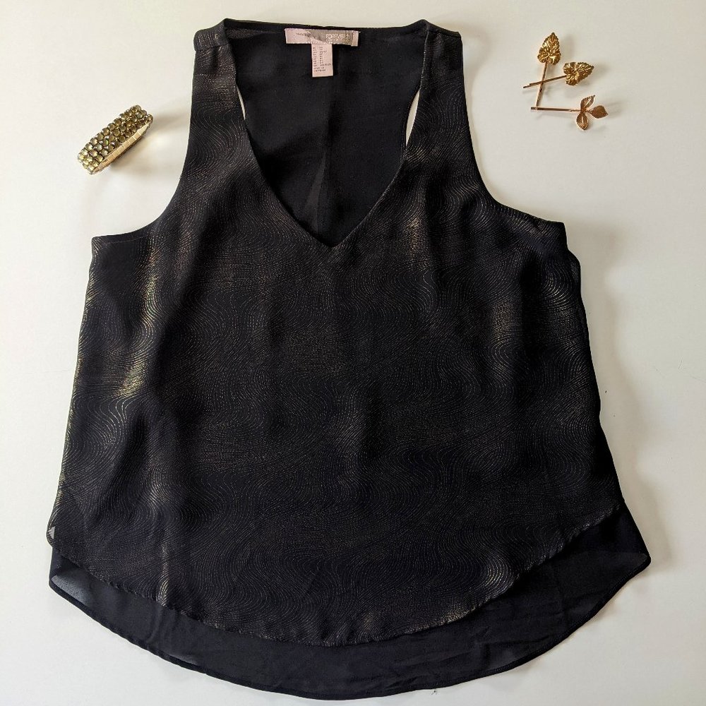 Tiered Metallic Print Chiffon Top